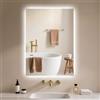 Archaluxe Specchio da bagno con illuminazione, 40 x 60 cm, specchio da bagno a LED, con illuminazione, interruttore touch, dimmerabile, 3 colori di luce, specchio da parete a LED, orizzontale/verticale