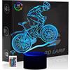 Comiwe Mountain bike Luce Notturna di Illusione 3D,16 Colori Controllo Touch e Telecomando,Lampada da Comodino Tavolo LED per Decorazioni la Casa,Regalo Creativo per Ragazze,Ragazzi,Bambini Famiglia