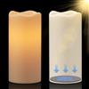 Eldnacele Candele a LED a energia solare, per esterni, impermeabili, a batteria, effetto fiamma, tremolante, interruttore crepuscolare, set da 2 pezzi (diametro 7,5 x 20 cm, crema)