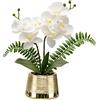 Oairse Pianta artificiale, orchidee, decorazione artificiale, fiori artificiali, come veri, con fiori real-touch, in vaso di ceramica, decorazione per davanzale