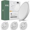 LVL Faretto da incasso a LED, piatto, 230 V, 8 W, non dimmerabile, 3000 K/4000 K/6000 K, diametro foro 50 - 110 mm, per bagno, cucina (bianco, 4 pezzi)