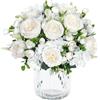 SOMYTING 2 mazzi di peonie artificiali Peonie bianche Bouquet di fiori artificiali Peonie di seta Mazzi di fiori per matrimonio Festa Centrotavola Composizione floreale Decorazione per la casa (Bianco
