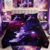 Homemissing Copriletto 3D Galaxy Coverlet Universo Galassia Spazio Cielo Stellato Nebulosa Notte Set Trapunta Astrologia Set 3 Pezzi Matrimoniale