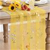 Artoid Mode Giallo Tulle con ricamo Erba Fiori di campo Primavera Runner 70x300 cm, Cucina Tavolo Decorazione per interni Vacanze Party Decor