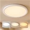LQWELL® Plafoniera a LED, lampada da bagno rotonda e piatta, impermeabile IP44, 36W, 3000K, 4000K, 6000K, 3960LM, moderna e semplice, per soggiorno, bagno, cucina, 400 x 18 mm