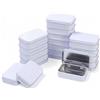 LJY 20 Pezzi Scatole di Latta Rettangolari Bianche con Coperchio a Cerniera (9,5x 6 x2,2cm) - Mini Tin Box in Metallo per Organizzazione Minuteria, Contenitori Piccoli per Fai-da-Te e Stash Box Vuote