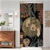 ASDCXZ Boho Tenda Doccia Stretta 90x180 cm, Retro Arte Astratta Foglie di Fiore Modello Nero Piccolo Bagno Lavabile Tende Doccia Tessuto Poliestere Tenda Doccia Impermeabile con 6 Gancio