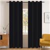 YSTELLAA Impermeabili Tende Oscuranti Per Interni 2 Pezzi, 140×240CM, Tende Termiche Isolanti Con Anelli, Moderne, Fonoassorbenti, Per Soggiorn, Camera Da Letto, Nero