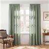 PONY DANCE Tende Effetto Lino Soggiorno Semitrasparenti 2 Pezzi L 140 x A 245 CM Tende Camera da Letto con Fettuccia per Interni Curtains Cameretta Bambini, Verde Salvia