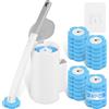 BOBASH Scopino WC Usa e Getta con 24 Ricariche Detergenti, Set Spazzola per Pulizia Bagno Profonda a 360° con Supporto e Manico Lungo Ergonomico, per Bagno, Lavandino e Pavimenti