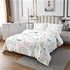 Loussiesd Copriletto trapuntato con stampa di luna e stelle stile bohémien per bambini ragazzi ragazze graziose nuvole e arcobaleno 2 pezzi per letto 170X230cm