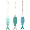 Logbuch-Verlag Pesci in metallo da appendere, set di 3: decorazioni mare con corda naturale, decori marittimi bagno, soggiorno, casa, spiaggia, estate regalo, tema marino, oggettistica stile marina, 12 x 3,5 cm