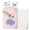 BrandMac Set di biancheria da letto Minnie Mouse singolo | Copripiumino 140x200 cm + Fodera cuscino 60x65 cm | 100% cotone | Biancheria da letto morbida e traspirante | Carino arredamento per camera da letto