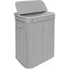 Relaxdays Cesto portabiancheria Relaxdays con Coperchio, bambù, 72 l, Pieghevole, HxLxP: 60 x 40 x 30 cm, per Bagno/Camera, Grigio