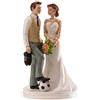 dekora - Sposini per Torta Matrimonio "Coppia di sposi calcio" 18 cm - Cake topper Matrimonio in Resina, Statuine Sposi per torta Nuziale - Base adatta al contatto alimentare