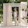 ROOM99 Tenda da esterno con passanti, 155 x 200 cm di larghezza x altezza, per esterni, impermeabile, protezione solare, da giardino, antivento, color crema chiaro