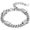 Bandmax Bracciale Uomo a Catena Cubana di Spine in Acciaio Inossidabile, Braccialetto Argento HipHop Punk Rock, Larghezza 7MM Grosso Catenine Accessori
