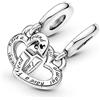 PANDORA Icons Ciondolo con scritta Sister a forma di cuore in argento Sterling con zirconia cubica trasparente