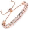 LOVANS Bracciale Tennis Donna Oro Rosa, Braccialetto con Zirconi, Idee Regali Natale Regalo Gioielli per Mamma Ragazza Sorella Fidanzata, Adatto per Polsi 8-22 cm [Bianco]