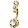 OUFER 14G Piercing Ombelico Acciaio Chirurgico 316L Round CZ Oro Palline Navel Ring Belly Bar Semplice Gioiello Donna 10mm