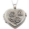 Alylosilver Collana con Ciondolo Medaglione Portafoto in Argento Sterling per Donna a Forma di Cuore con Fiori - Include Catena in Argento da 45 cm e Scatola Regalo