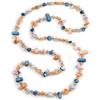 Avalaya Collana lunga color salmone/blu/lavanda/citrino con pepita e perle di vetro, lunghezza 115 cm, Misura unica, conchiglia di mare, Citrino