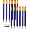 REBECCAHOWARD 12 matite in legno con coltello, matite a pressione blu, mini matite HB, durevoli e confortevoli, piccole matite esagonali corte, per bambini, studenti