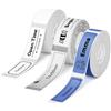 NIIMBOT 3 rotoli di etichette per stampante D110 D11 D101, bianco, 15 x 30 mm, trasparente, 14 x 50 mm, blu, 12 x 40 mm