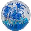 Pfrontenschmuck Sfera da sogno 232 (grande 9-10 cm), fiore blu su sfondo dorato, sfera di vetro, fermacarte