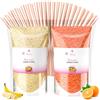 MK Misskandy since 2019 Misskandy® zucchero filato per macchina - Confezione da 2 * 160Gr:Aromi:fragola/lampone Polvere di zucchero+ 10 bastoncini (gratis) (arancia/banana)