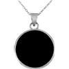 Echmeck Collana Con Ciondolo in Argento Sterling 925 Tondo Piatto Con Onice Nero, Catena Da 40+5cm - Elegante Confezione Regalo