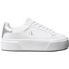 Calvin Klein Donna Sneakers con Suola Alta Lace Up con Zeppa, Bianco (Bright White/Silver), 39