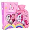 Take Care Unicorn Magic - Borsa dell'acqua calda con morbida fodera in flanella, certificata BS1970, a prova di perdite, in gomma naturale, per crampi, sollievo dal dolore e calore invernale, ampia apertura per