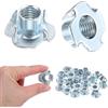 M METERXITY 100-Pack M10x13mm Dado A T, Acciaio Al Carbonio Inserto Filettato A 4 Punte Per Legno/Appigli Per Arrampicata Su Roccia/Mobili, Elementi Di Fissaggio Resistente Alla Corrosione