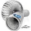 Hon&Guan 100mm X 5m Tubo Flexible de Salida, 4 Strati Resistente al Calore Tubo Flexible de Aluminio con 2 Abrazaderas Acero per Cappa Aspirante Cucina, Aire Acondicionado, Cappa Aspirante, Argento