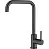 FORIOUS Rubinetto Lavello Cucina Nero, Miscelatore Cucina Girevole a 360°, Forma di L Monocomando Acciaio Inox con 1 Foro, Altezza Rubinetto 371 mm