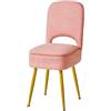 IBUYKE Sedia da toeletta con schienale pieghevole, Ottomano quadrato in velours Teddy, Sedia per trucco per soggiorno, 4 gambe in metallo con piedi antiscivolo, Rosa WBD027P