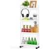 FoiiLiio Carrello Portaoggetti a 4 Livelli,Scaffale da Cucina Mobile,Carrello Bagno Salvaspazio,Carrellino Cucina Salvaspazio a Ruote,Carrello con Ruote per Ufficio,Bagno,Bianco,38.8 x 12.5 x 90.7cm