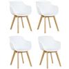 EGGREE Set di 4 Poltrona Moderno Design Sedie Cucina Scandinavo in Legno Faggio Bianche