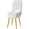 IBUYKE BUYKE Stipite da toeletta con schienale pieghevole, 33 * 35 * 80cm, Ottomano quadrato in velluto Teddy, Sedia da trucco per soggiorno, 4 gambe metalliche con piedi antiscivolo, Bianco WBD027W