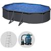 Gre Anthracite Ovale 610x375x120 cm - Piscina fuori terra in acciaio