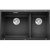 BLANCO SUBLINE 430/270-U - Lavello da cucina in granito sotto-top doppio per basi di lavello con larghezza di 80 cm - SILGRANIT - Grigio - 523151, 430/270 mm