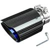 Catekro 60mm Terminale Scarico Auto Universale, 6,6 Pollici di Lunghezza | Uscita Scarico in Acciaio Inox 304 & Fibra di Carbonio Tubo Terminale Marmitta Sportivo Fissare con Bulloni Chiave (Blu Nero)