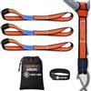 RUNAFLAMA - Cinghie di Fissaggio Moto Corte - Cinghie Trasporto Moto per fissare manubrio, telaio su Rimorchio, Portamoto, Portapacchi Auto - Rottura 2400 kgf per Cinghia - 4 Pezzi 45 cm Arancione