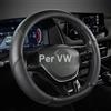 GIANT PANDA Coprivolante in Pelle PU a Forma di D, Vestibilità Personalizzata e Compatibile con Volanti a Forma di D VW - Antiscivolo, Traspirante, Nero
