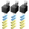 GUUZI 3 Pack 12V 40 Amp Relè Auto DC 5 Pin SPDT - Kit Relè per Camion Automobilistico Furgone Moto Barca (15 Pezzi Terminale in Nylon)