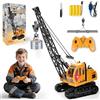 Joellfuner 1:14 Grue Gru Giocattolo per Bambinis, 2,4G Gru Telecomandata avec Lumières et Sons, Grande Grue RC con 2 Utensili, Cadeau pour Garçons de 3 à 12 Ans (Extra Grande)