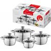 Florina Set di 4 pentole a INDUZIONE pentole in ACCIAIO INOX con coperchi in vetro FLORINA