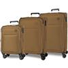 Movom Atlanta Champagne Set di Bagagli 47x77x28 cm Soft Chiusura TSA 179L 10.3kg 4 Doppie Ruote Bagaglio a Mano