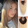 HAIRCUBE 16 pollici Capelli Toppers per le donne Capelli Umani reali 7x8inch Grande Base senza Bangs, Top Hair Pieces Capelli Umani Toppers per le donne con i capelli sottili (Ombre Light Blond)